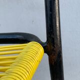 4 yellow scoubidou chairs, 1950