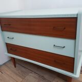 Vintage wood and blue chest of drawers