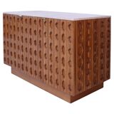 Italian Sideboard Made of Solid Wood and Travertine, Contemporary Cabinet