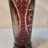 Antique small vase in ruby red Bohemian crystal - Height 21 cm