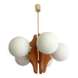 Vintage Chandelier with 5 Glass Globes from 1970s