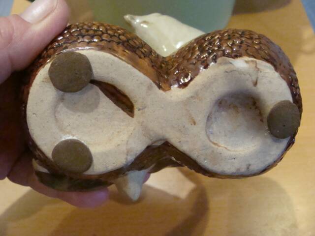 Small vintage enameled ceramic bird bowl