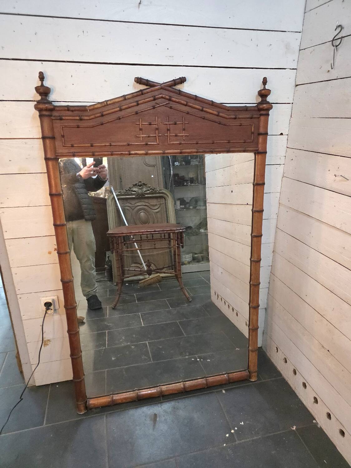 Miroir en bois bambou du XIXème , 163×105cm