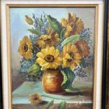 Tableau  Bouquets de fleurs sur entablement