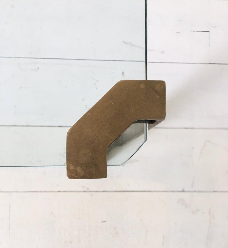 Glass and brass coffee table by Peter Ghyczy, 1970