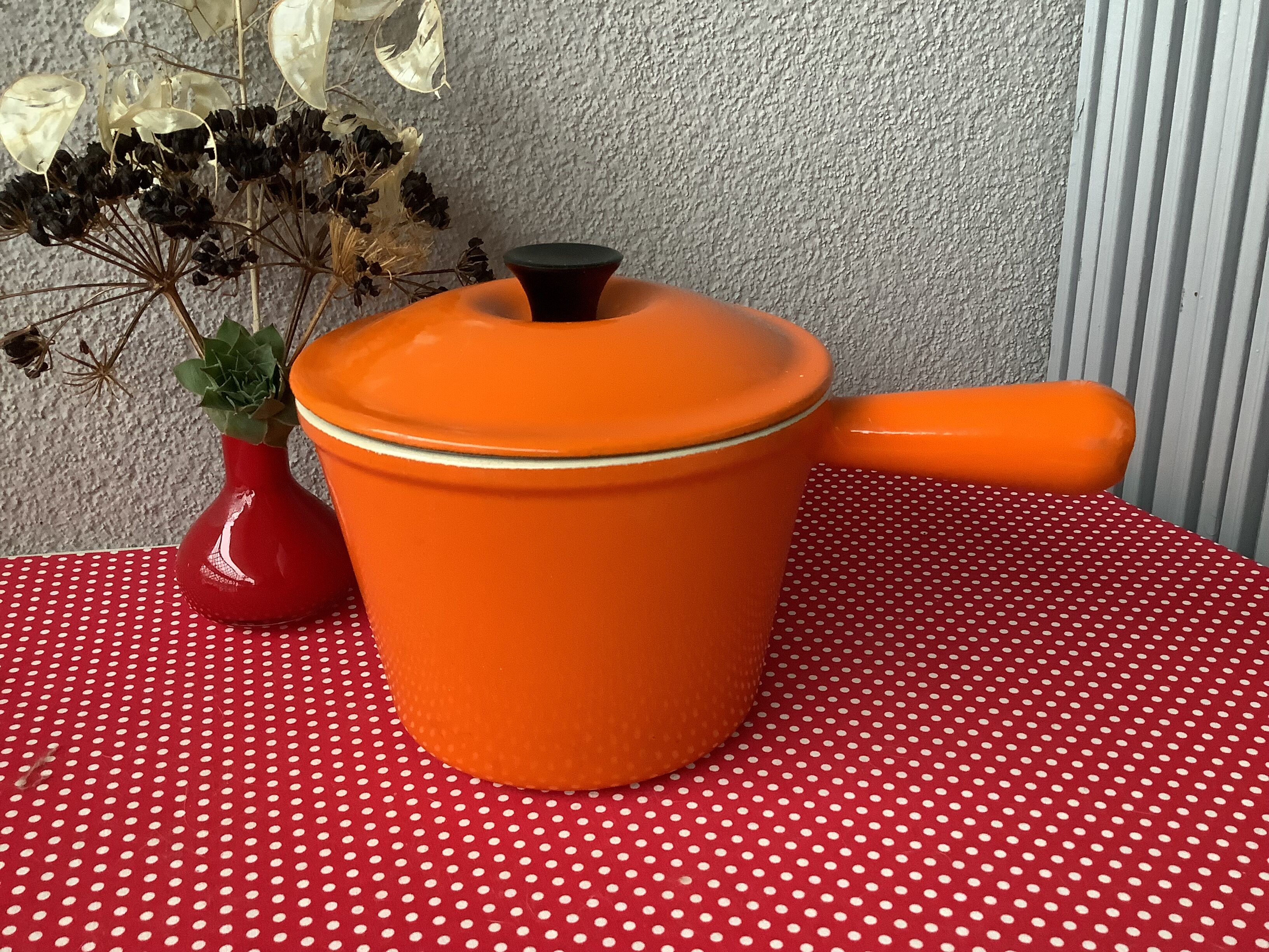 Caquelon à Fondue En Fonte Le Creuset - Orange - 22 Cm - Vintage - Montagne