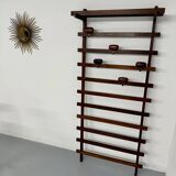 Antique Italian design wall coat rack Ezhio Longhi / Elam vintage teak