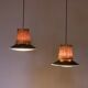 1950s set of 2 hanging lamps wicker/black metal/glass