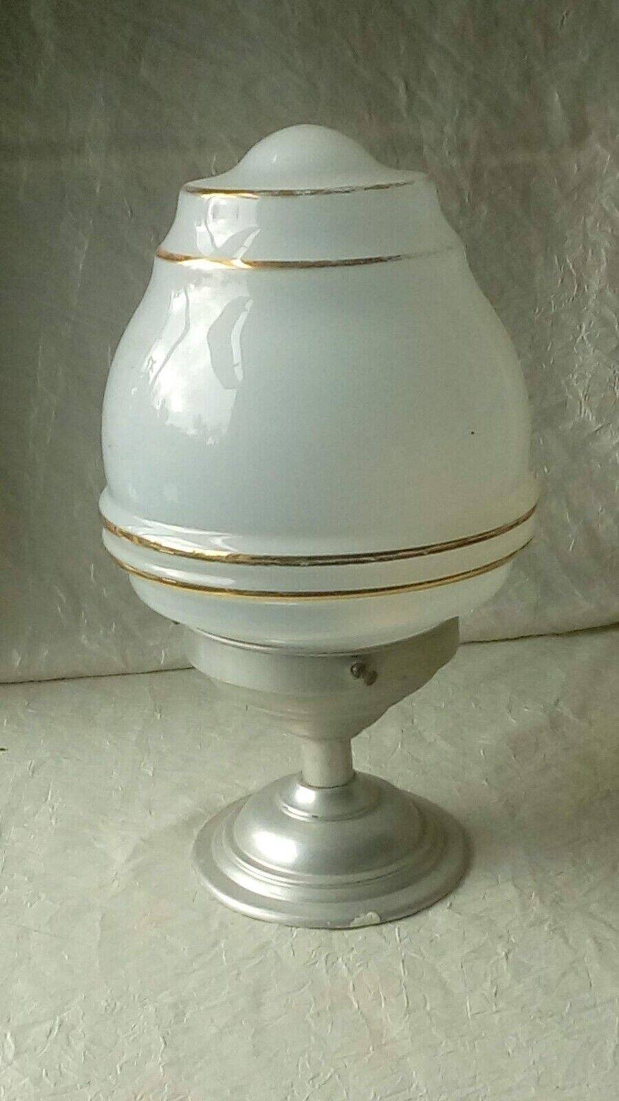 Opaline ceiling light with art deco aluminum support
