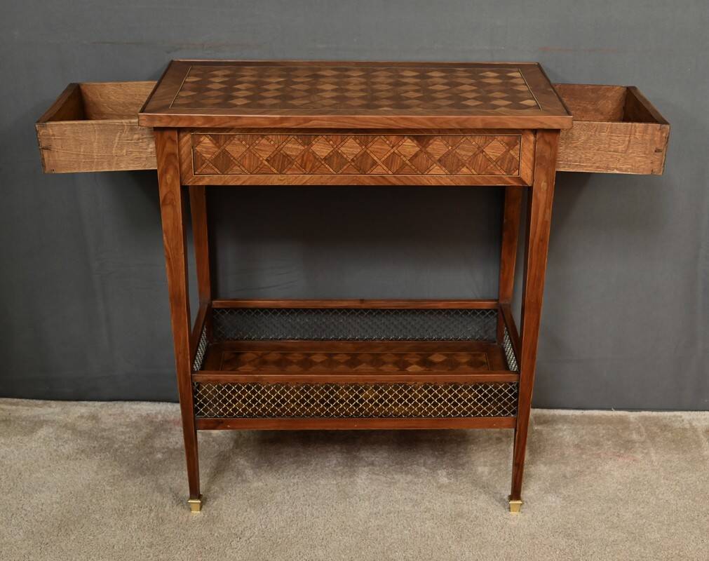 Mahogany marquetry coffee table, Louis XVI style – 1920