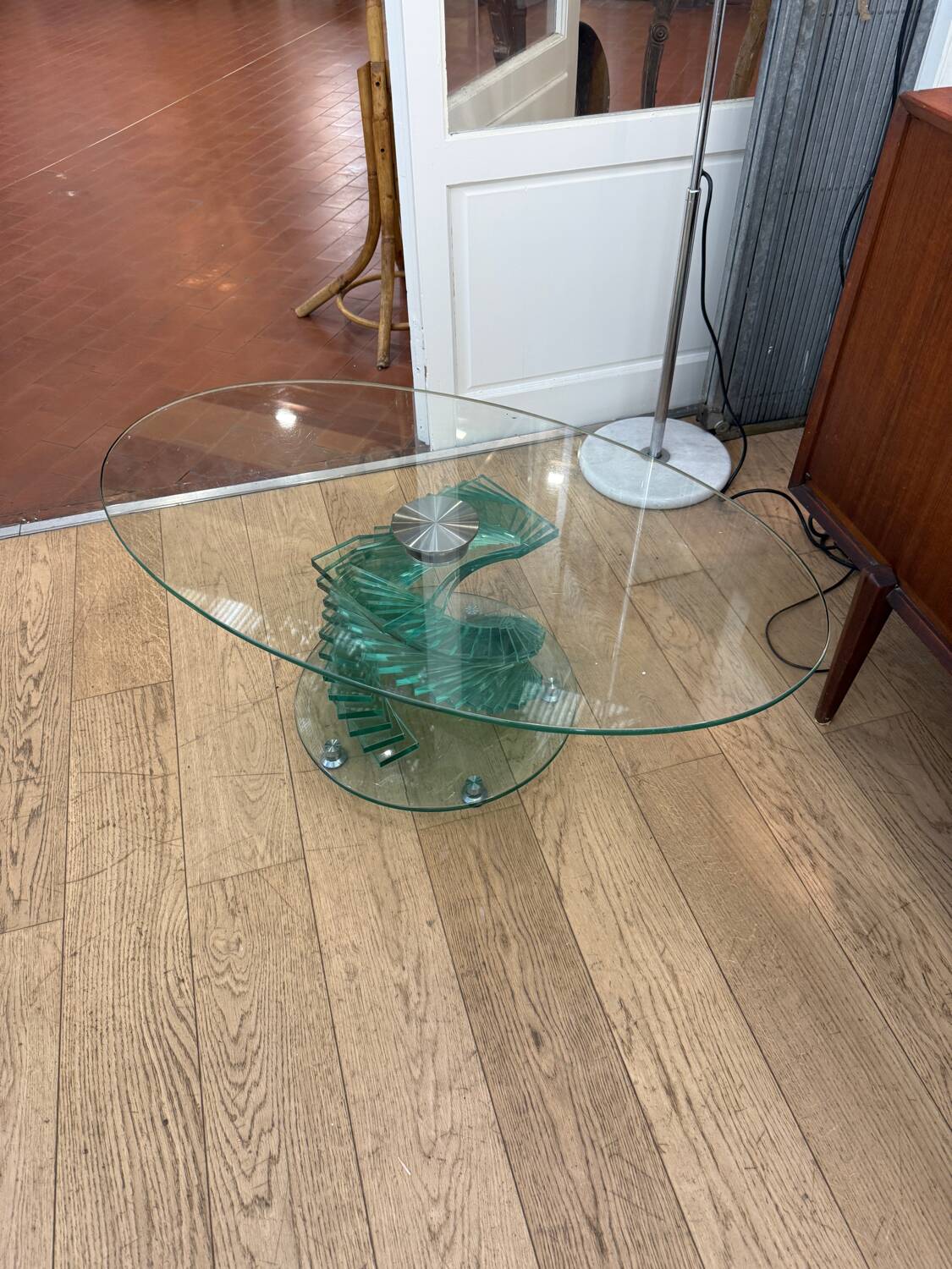 Glass coffee table, France, circa 1980