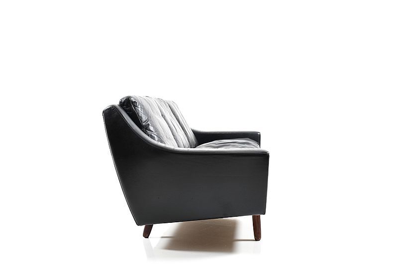 1960s Georg Thams Black Leather Three-Seater Sofa