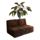 Pair of vintage brown fabric armchairs