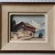 François Raugel, chalet in the mountains, painting on carved wood.