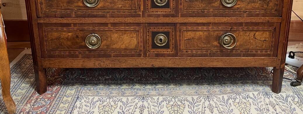 Louis XVI period chest of drawers in walnut, oak and fir, 18th century