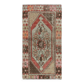 Vintage Scatter Rug, circa 1950, Wool Hand Knotted Turkish Doormat