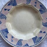 4 assiettes creuses HBCM Dolly 1930 bleu/rose céramique/faïence abstrait