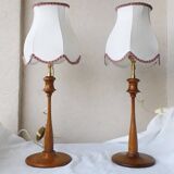 Paire de lampes bois