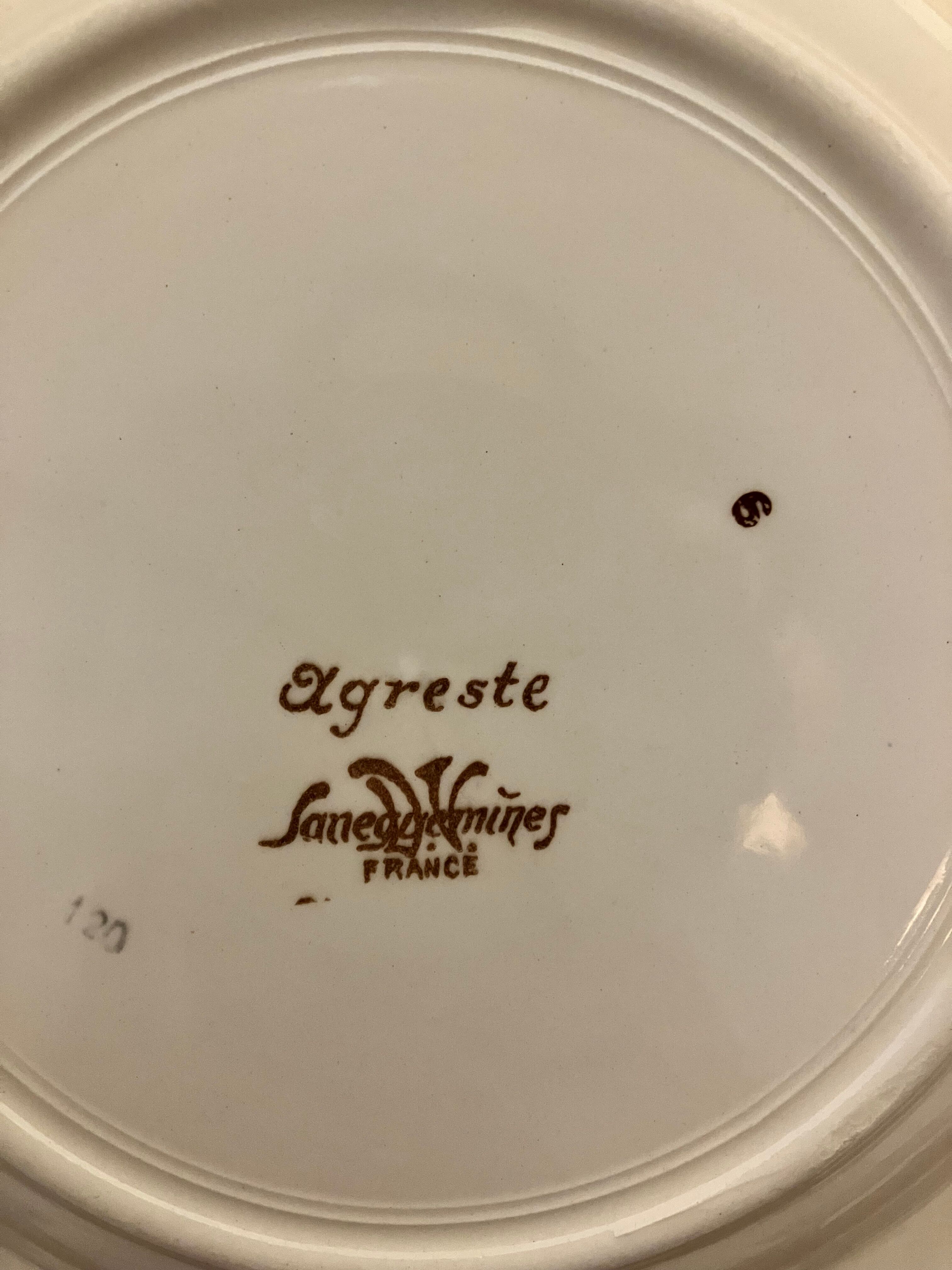 Set of 4 flat plates and 4 dessert plates Sarreguemines, Agreste service