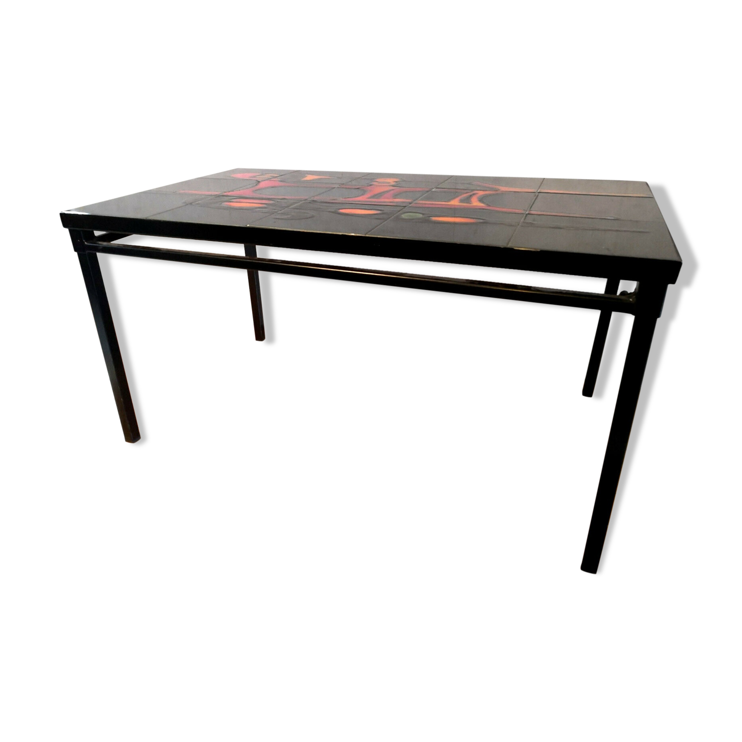 Table steel and ceramic décor free design 60s - 70s