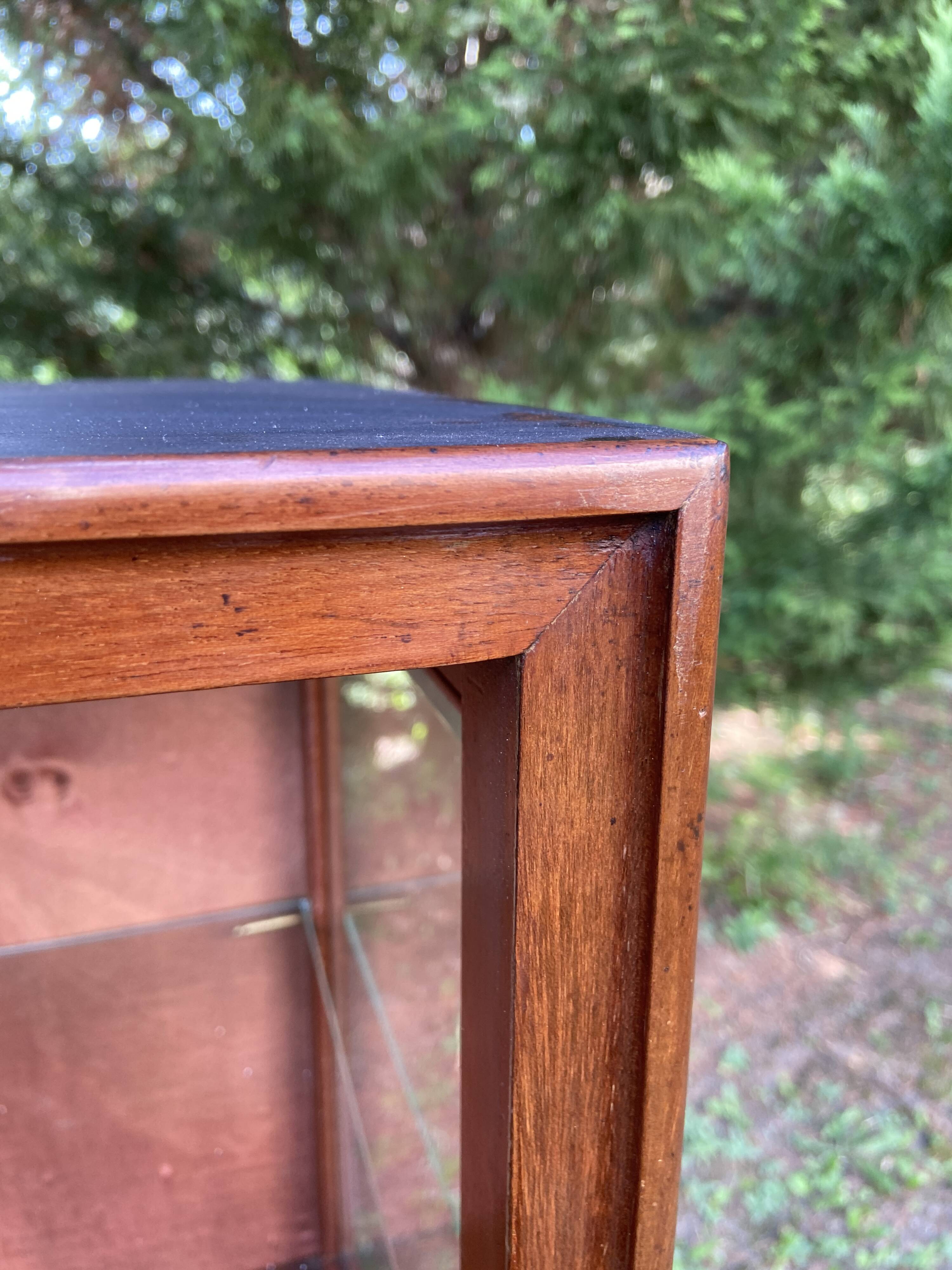 Small 1930s mahogany display cabinet, art deco apothecary cabinet