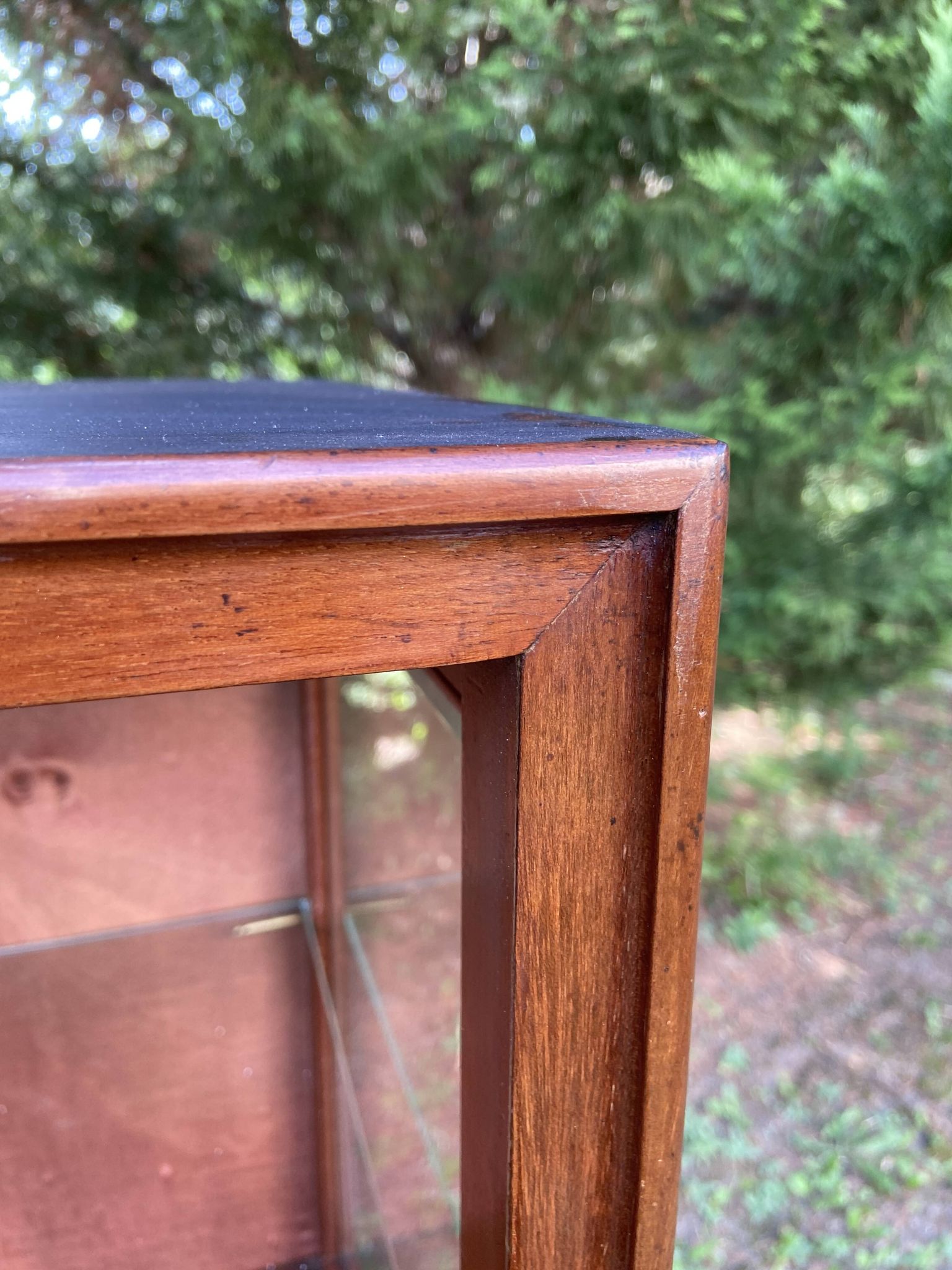 Small 1930s mahogany display cabinet, art deco apothecary cabinet