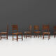 Set of six brutalist dining chairs in oak an wicker