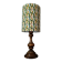 vintage turned wood lamp, seventies graphic lampshade