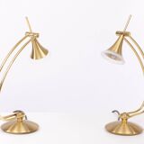 Lampes de table halogènes en laiton Holtkotter années 1980 Allemagne