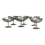6 shiny metal cups with pearl rim