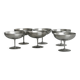 6 shiny metal cups with pearl rim
