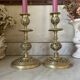 pair of openwork gilded brass candlesticks from the 19th century