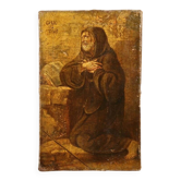 Antique Italian painting Saint Francis of Paola from the 17th century