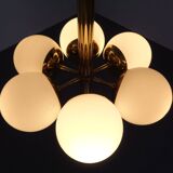 Sputnik brass and glass ceiling chandelier from Kaiser Idell / Kaiser Leuchten, Germany, 1960s