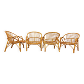 Set of 4 vintage rattan armchairs from the 60s