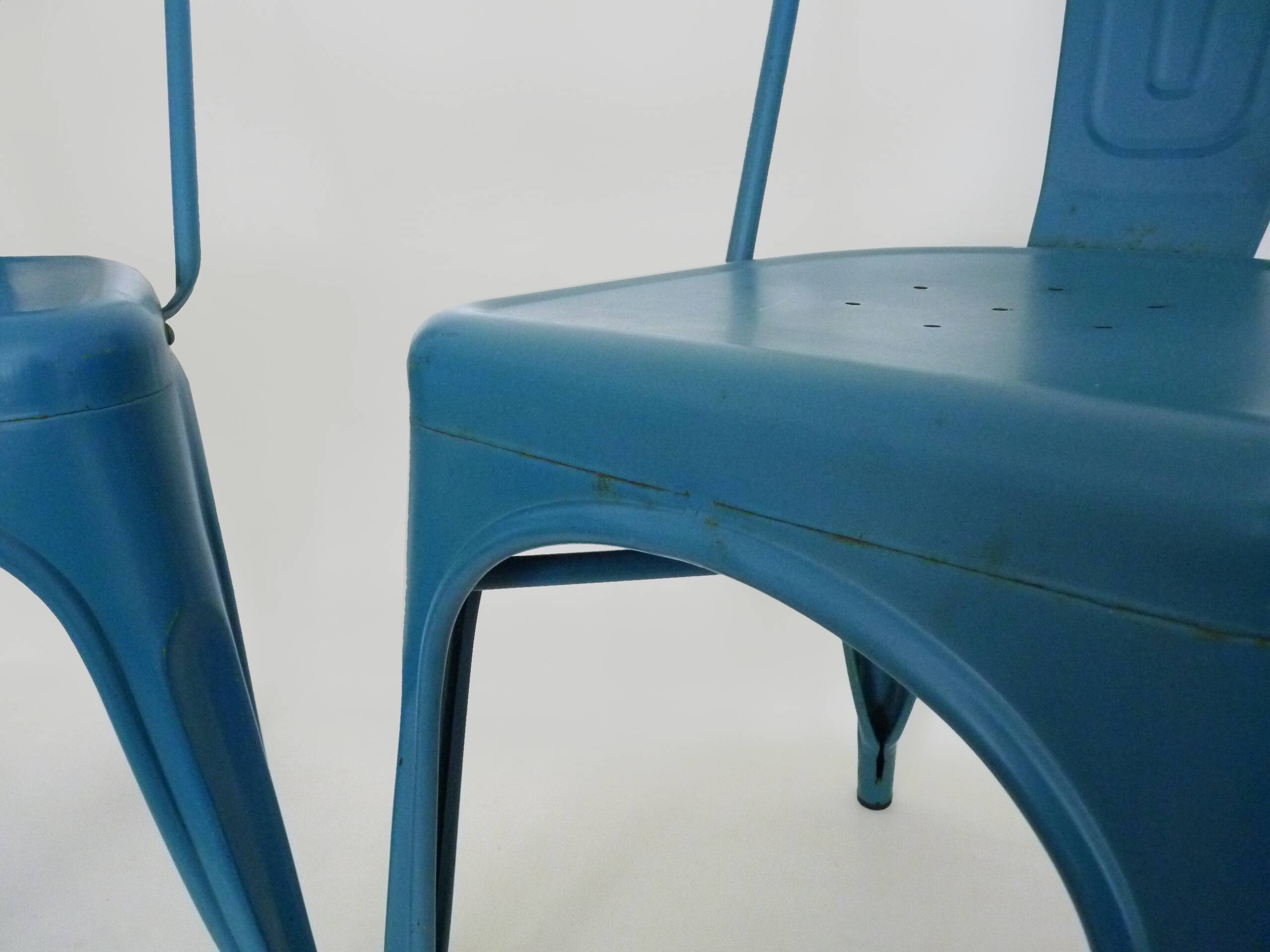 Pair of Tolix Chairs in blue metal by Xavier Pauchard