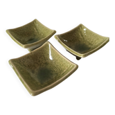 Vintage trio of green ceramic bowls