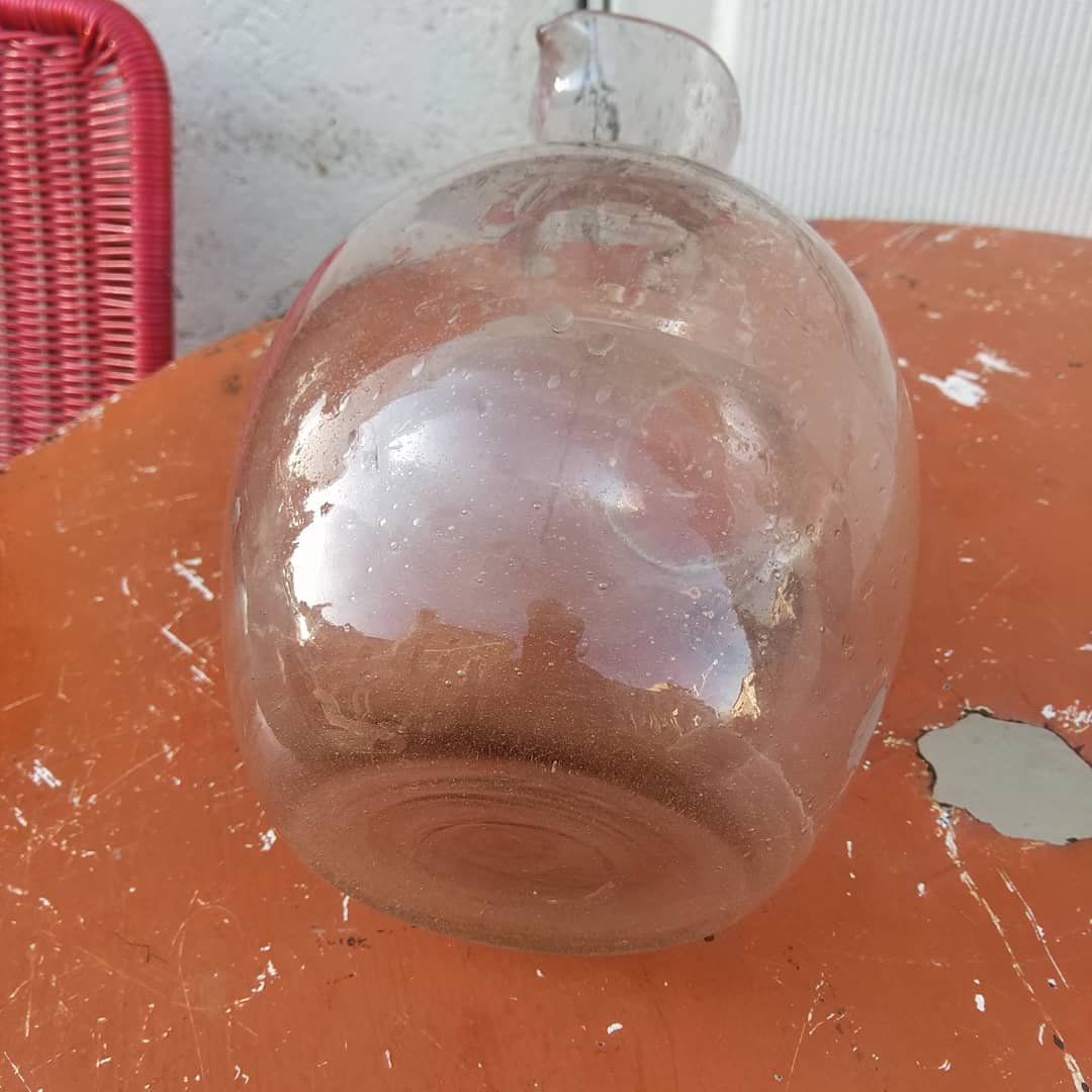 Glass pitcher from Biot with a lid, circa 1960