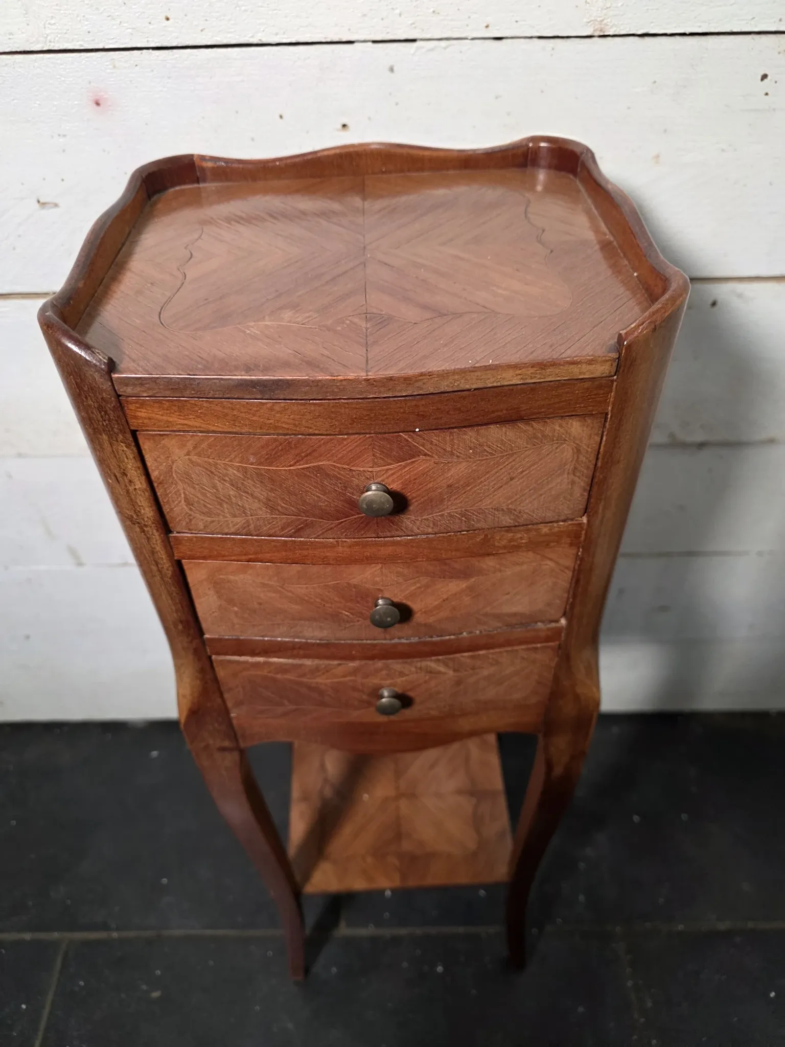 Louis XV style bedside table in marquetry