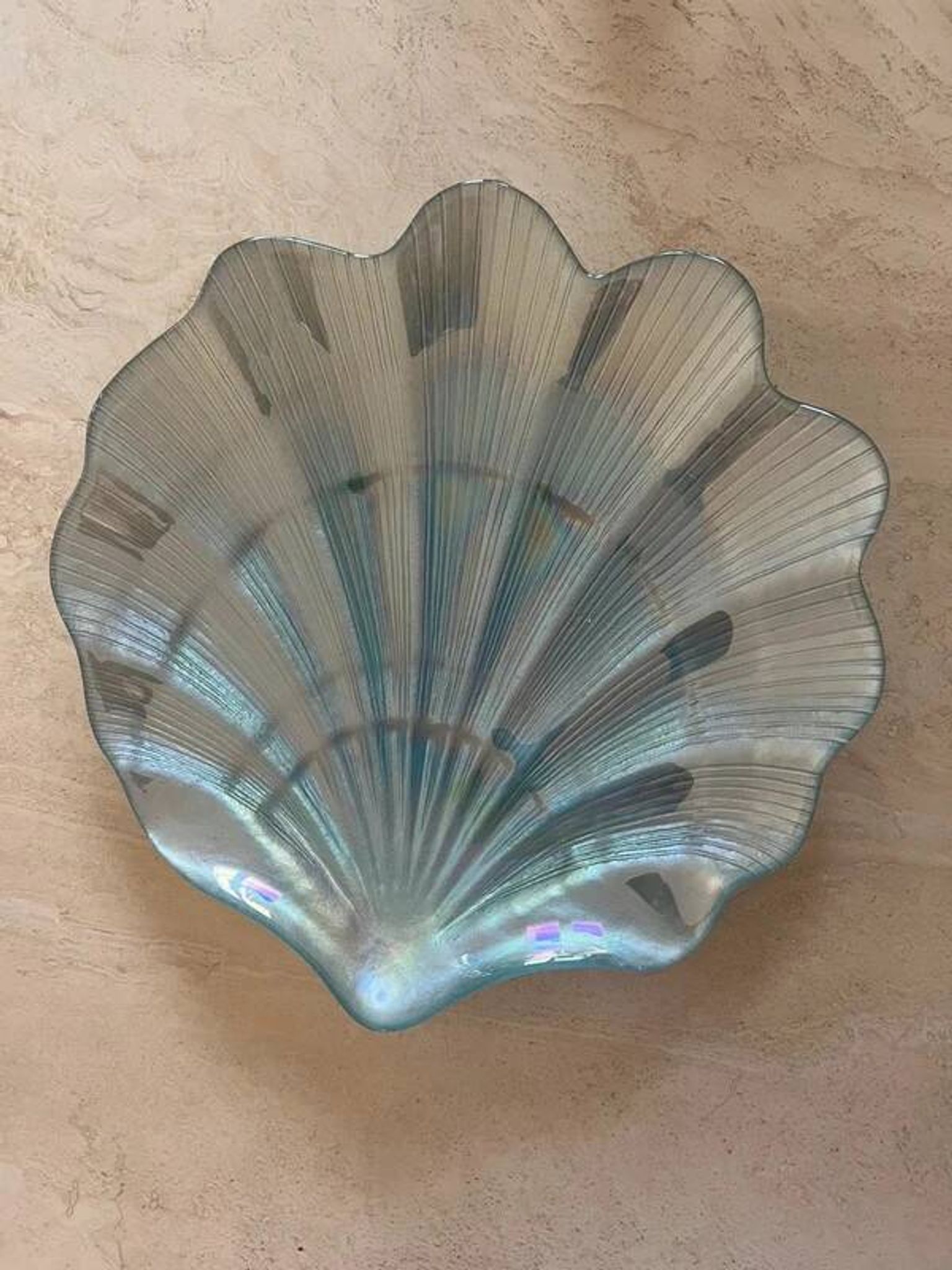 Magnificent iridescent blue vintage shell plate