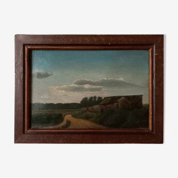 Peinture à l'huile d'un paysage de Reims