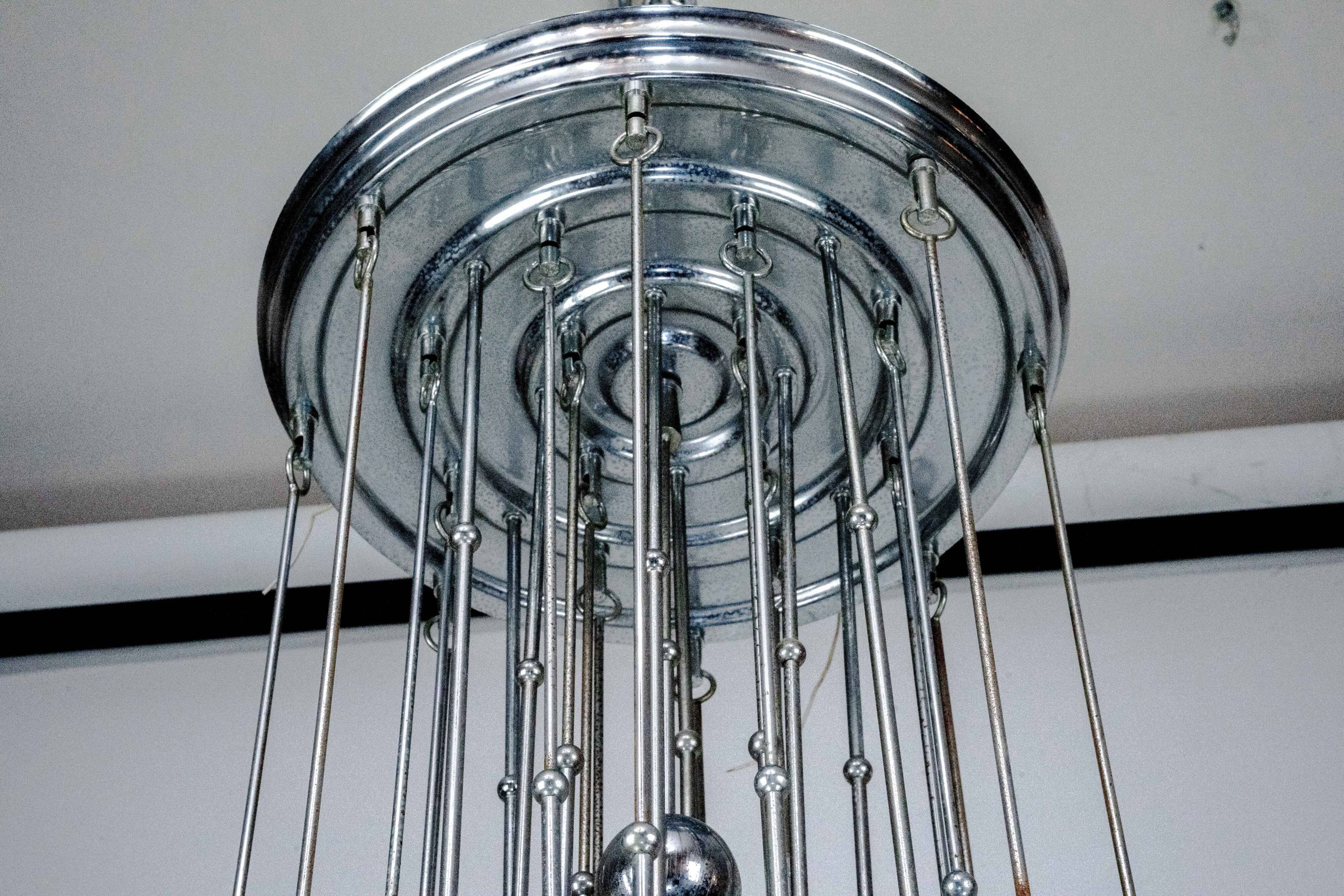 Italian Chrome Chandelier with Spherical Elements, 1970s