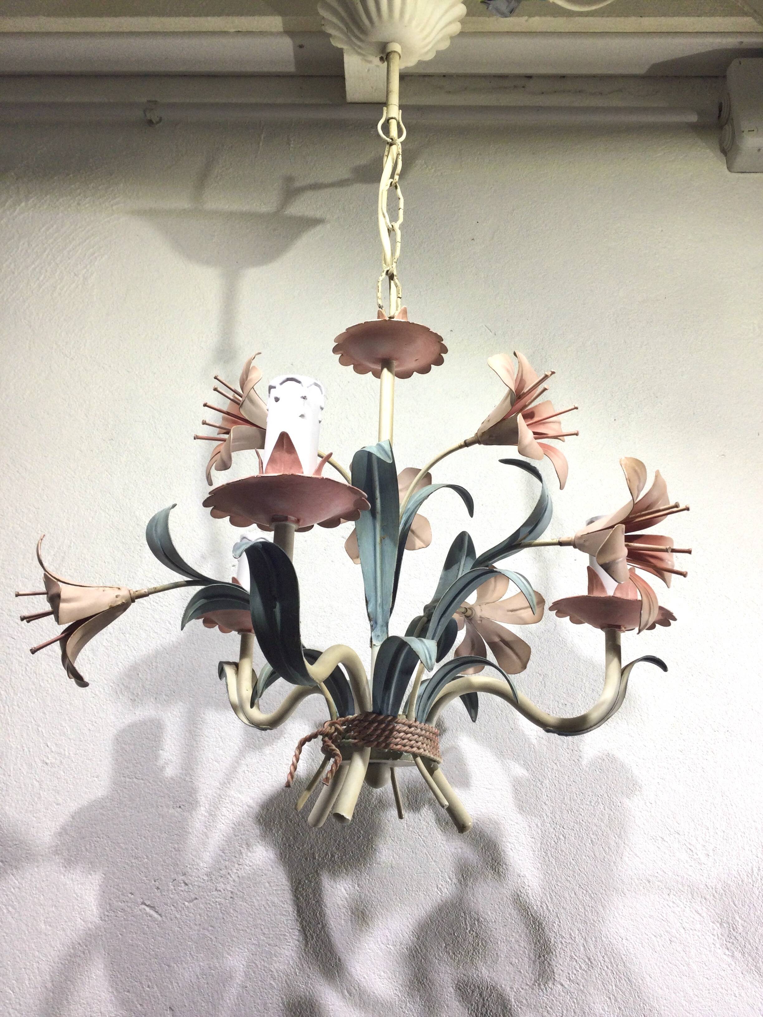 3-light wrought iron chandelier