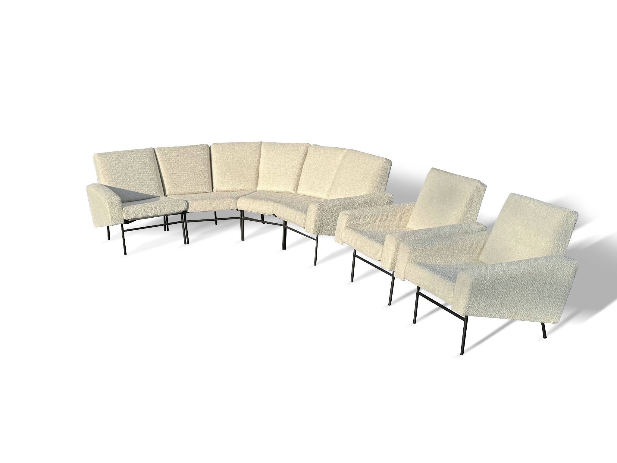 Rare canapé panoramique + 2 fauteuils "G10" de Pierre Guariche édition Airborne