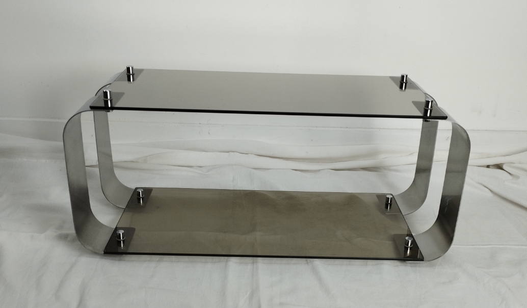 wall floor in metal and smoked glass, Donald Singer 1970