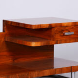 Restored art deco pedestal, walnut, chrome, Mücke - Melder, Czechia, 1930s