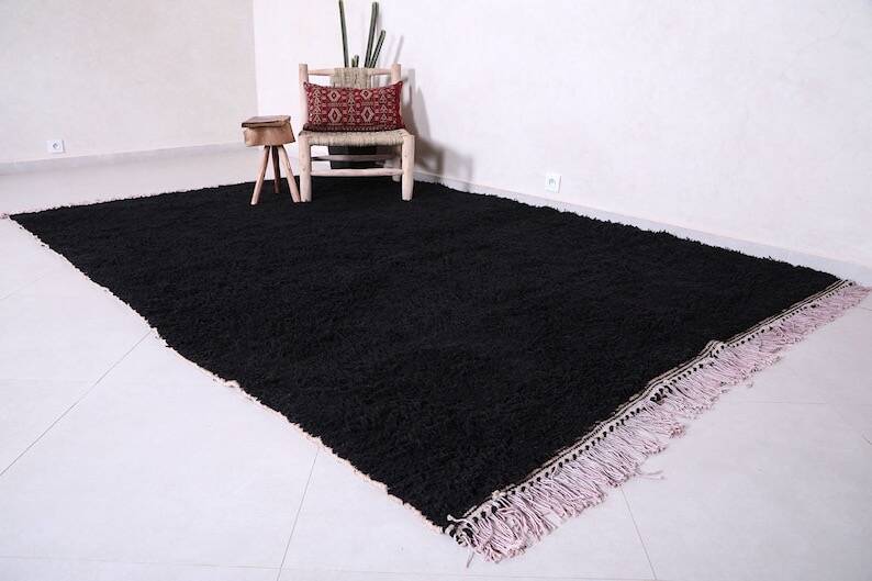 Handmade black wool Berber rug, size 150 x 250 cm
