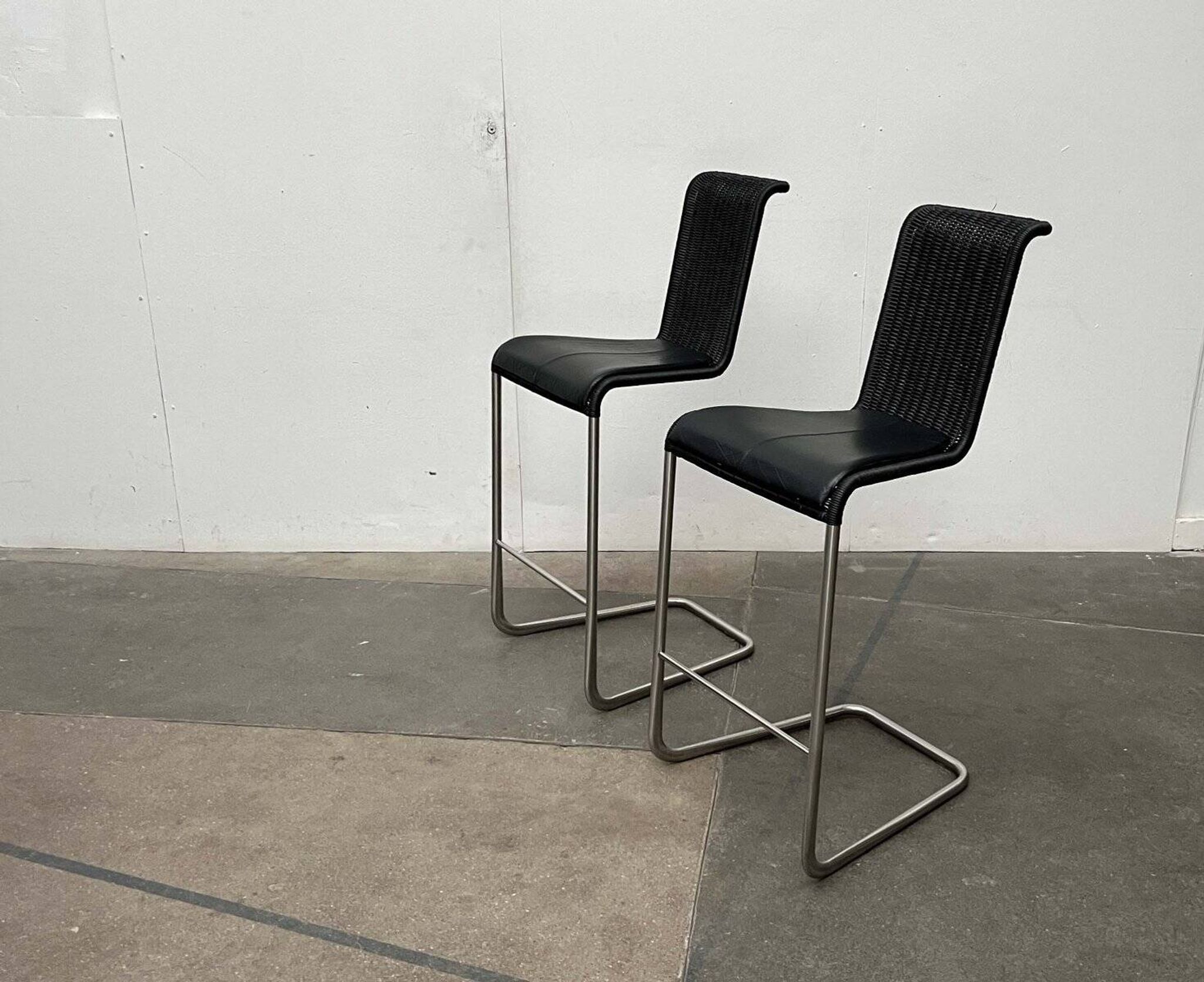Vintage German cantilever bar stools B30 with leather cushions by Tecta and Jean Prouvé, set of 2.