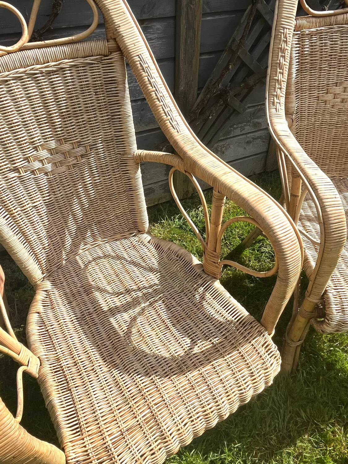 Rattan armchair duo