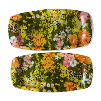 Duo plateaux en fibre de verre fleuris